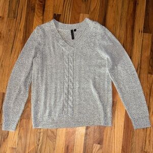 Gray Knit Sweater Womens v neck sweater! Super cozy, soft great for lounging!
